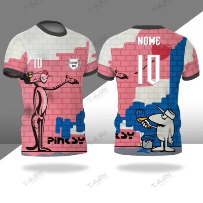 Camiseta Esportiva Pantera Cor de Rosa Arte