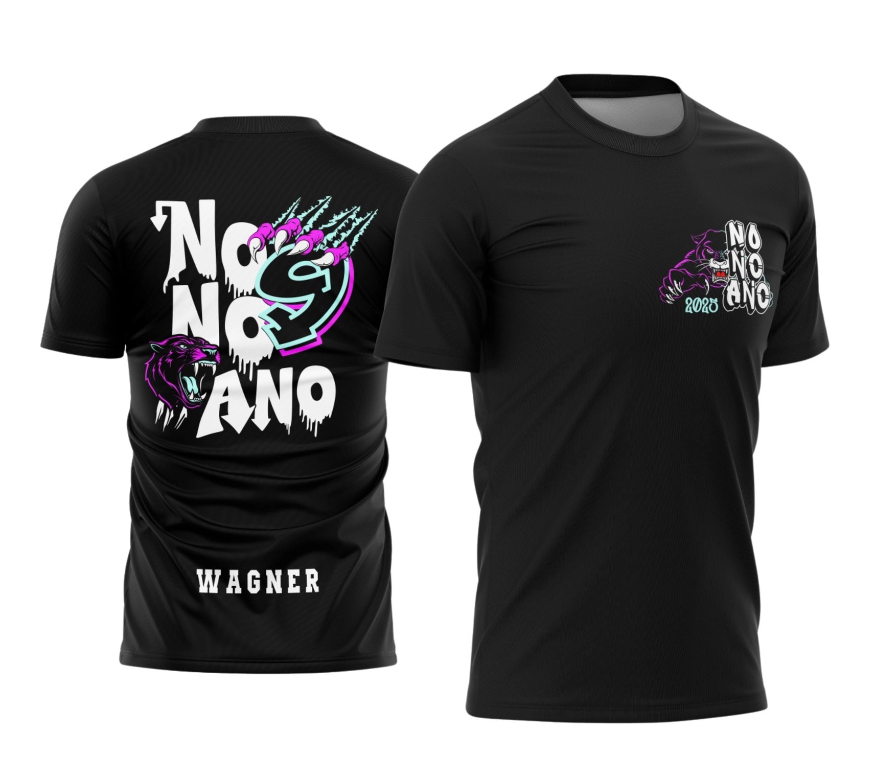 Camisa preta personalizada Nono Ano 2026 com pantera estilizada e garra rasgando o número 9