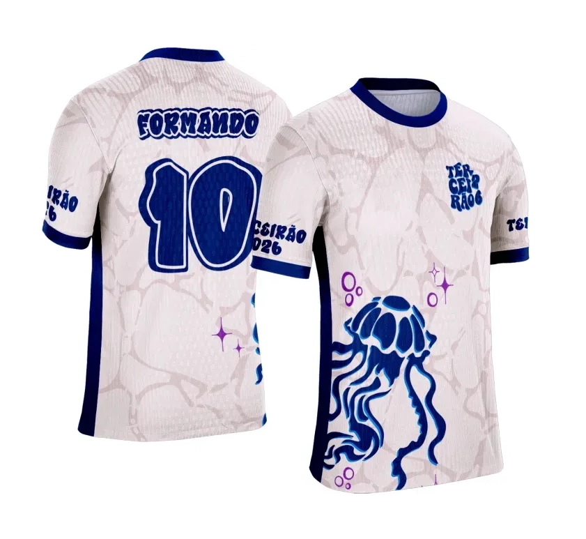 Camiseta Terceirão 2026 personalizada com estampa de água-viva.