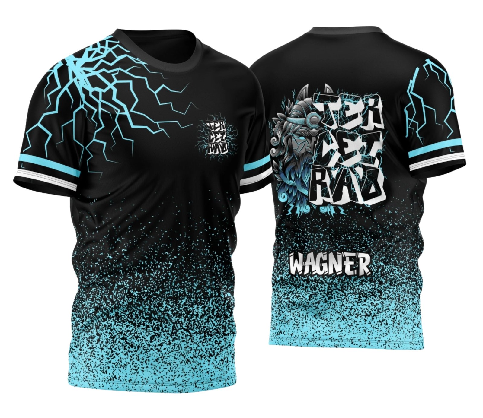 camiseta terceirão 2026 Zeus Raio Azul para formandos do ensino médio