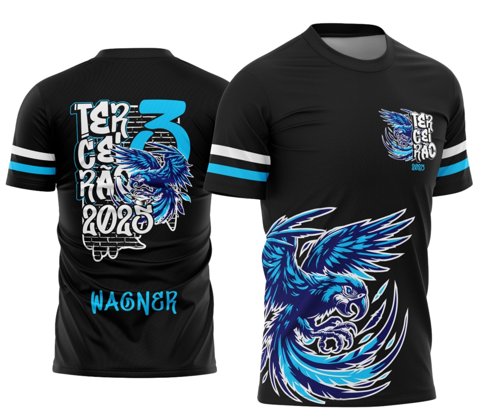 camiseta terceirão 2026 Arara Azul Grafite para formandos do ensino médio