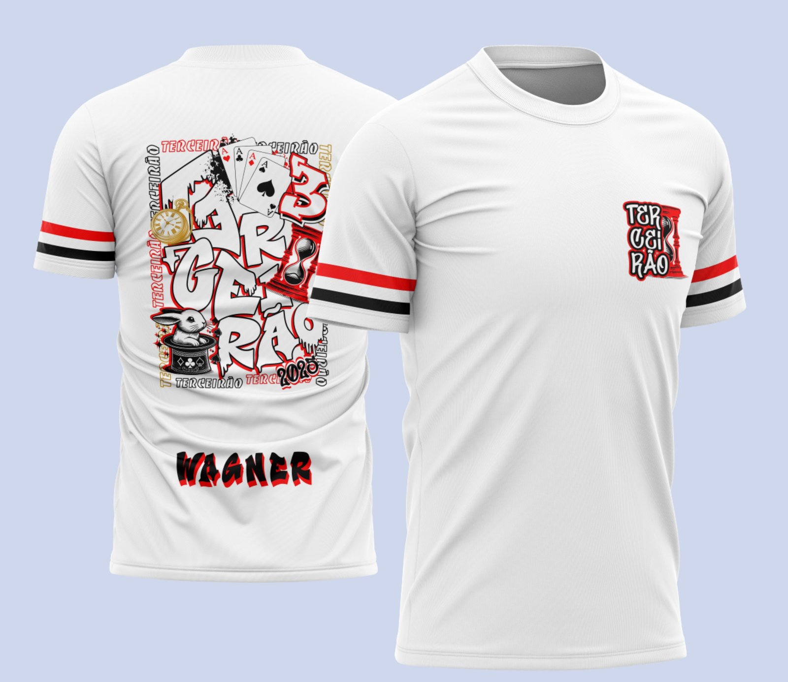 camiseta terceirão 2026 Coelho Red Cartas para formandos do ensino médio