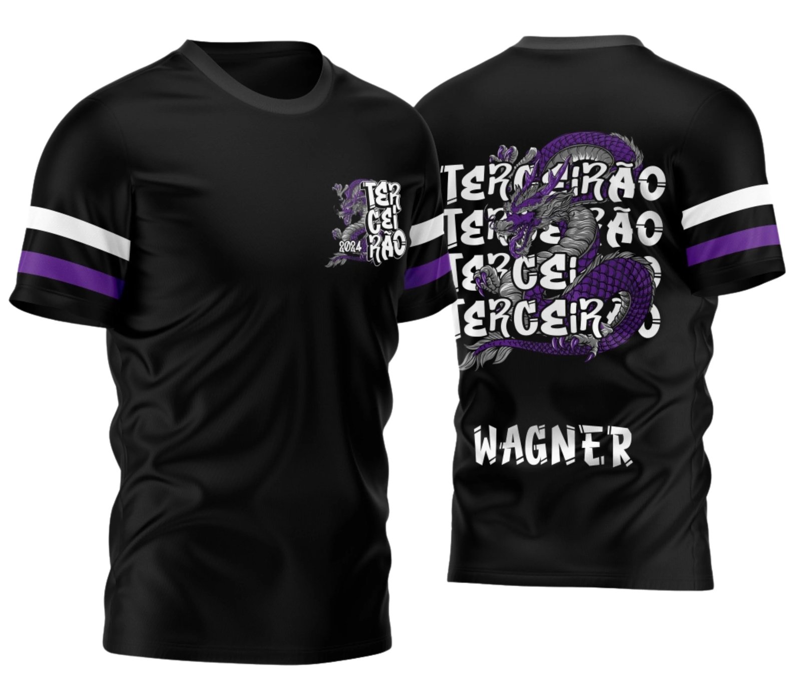 camiseta terceirão 2026 Dragao Azul E Roxo para formandos do ensino médio
