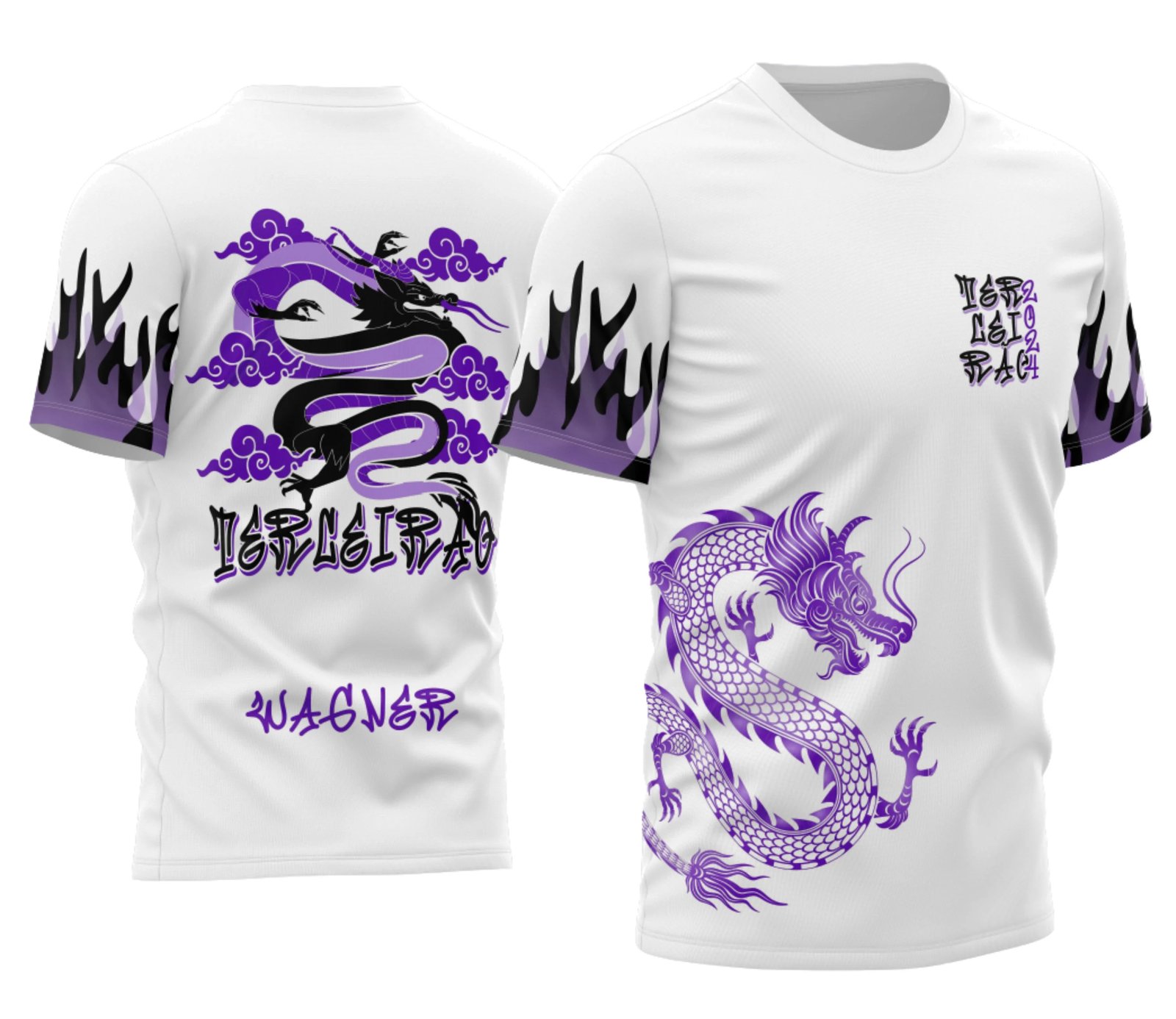 camiseta terceirão 2026 Dragom Preto E Roxo para formandos do ensino médio