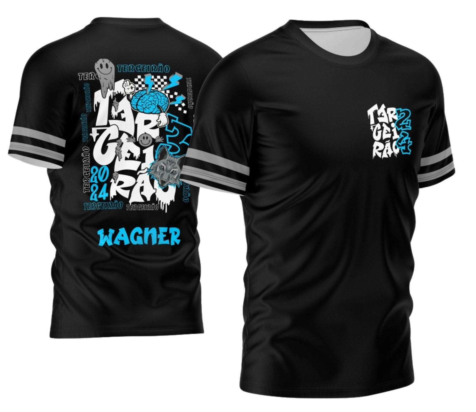 camiseta terceirão 2026 Lobo Multi Cinzento para formandos do ensino médio