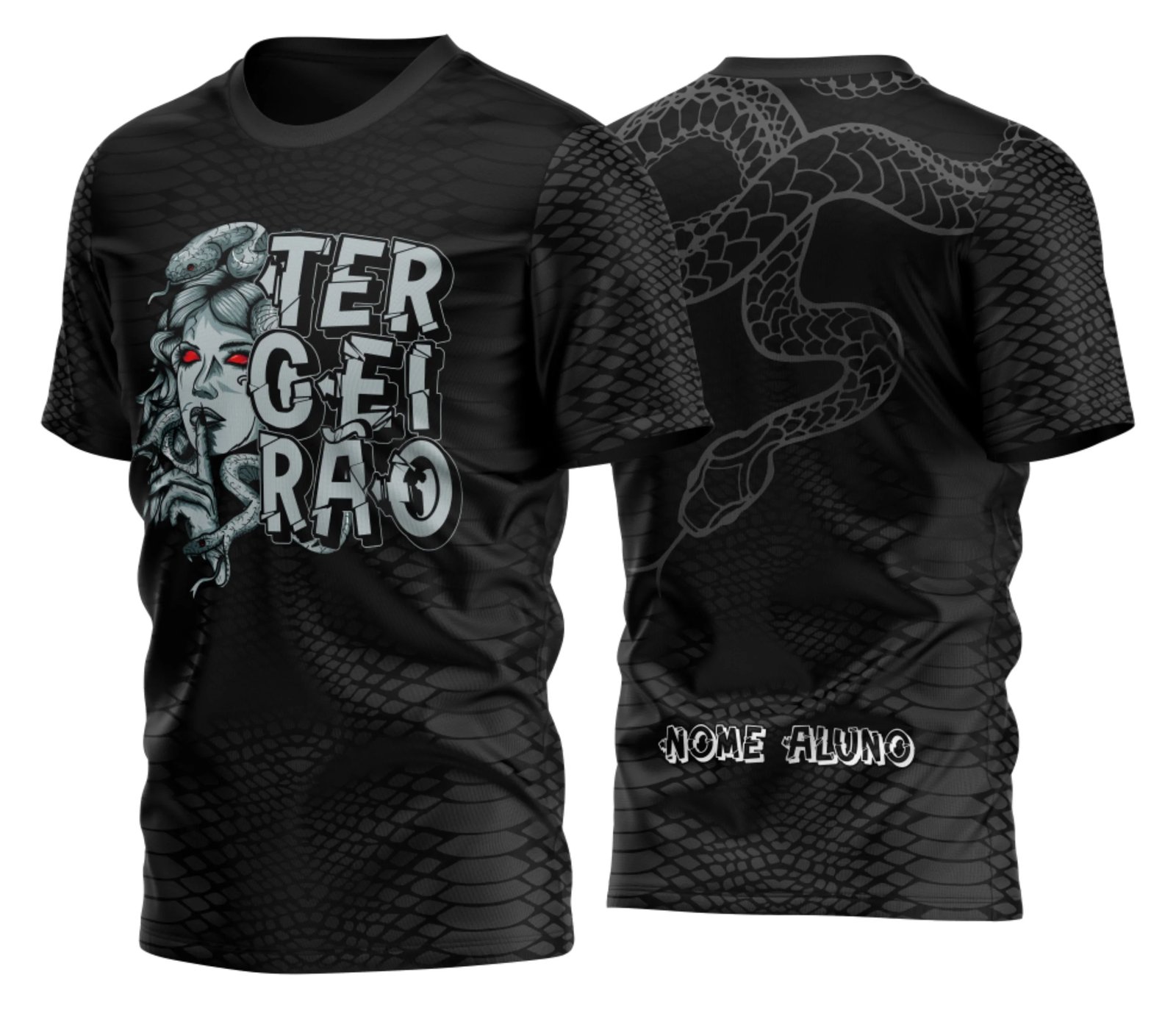 camiseta terceirão 2026 Medusa Naja para formandos do ensino médio