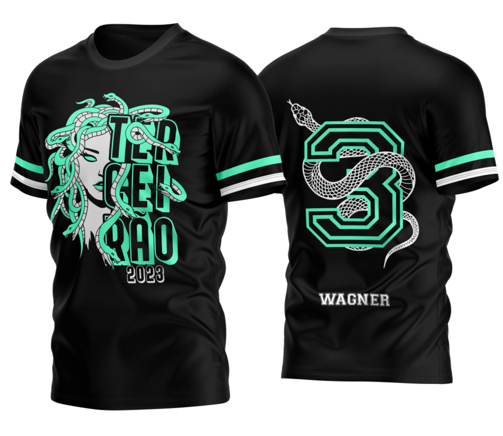 camiseta terceirão 2026 Medusa Verde para formandos do ensino médio