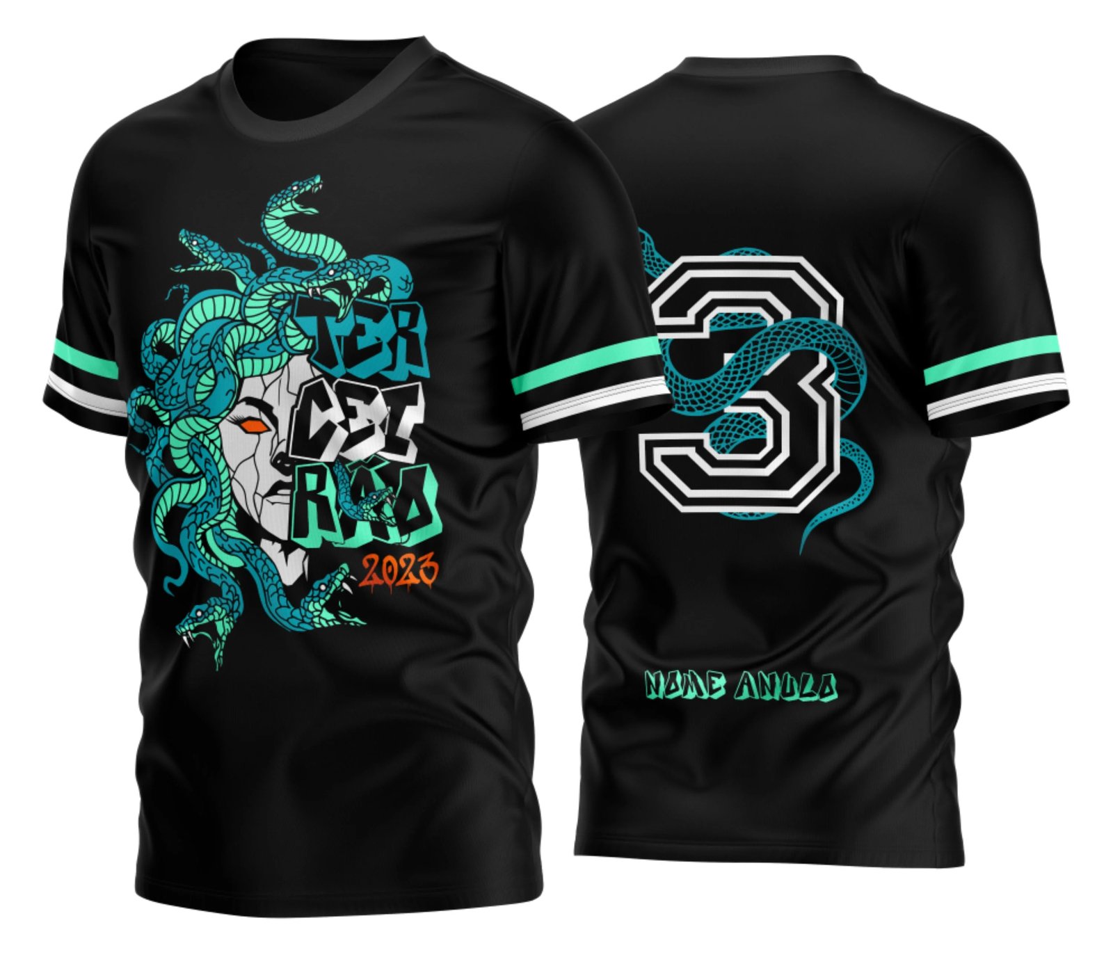camiseta terceirão 2026 Naja Medusa Quebrada para formandos do ensino médio