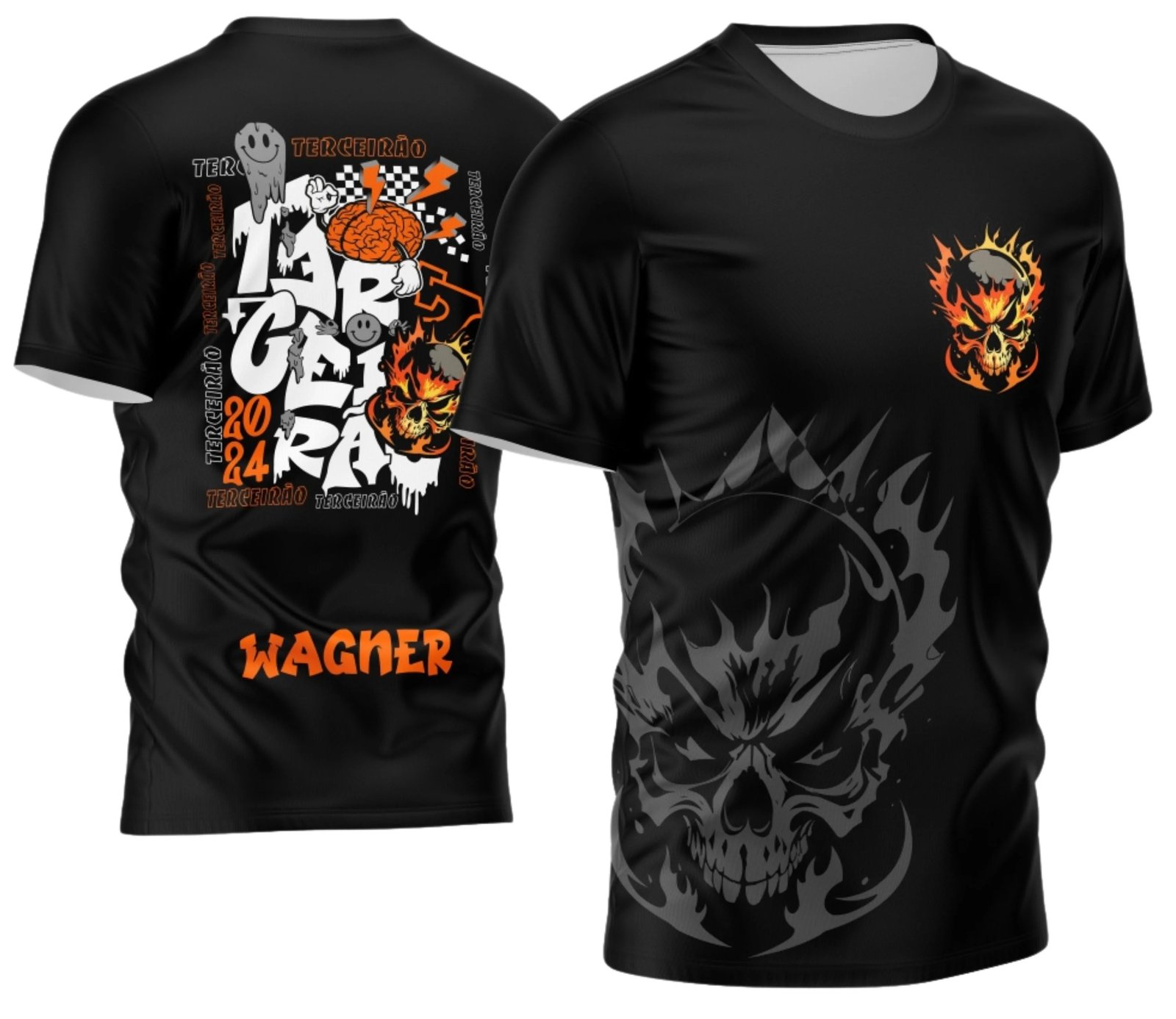 camiseta terceirão 2026 Smile Cranio Em Chamas para formandos do ensino médio